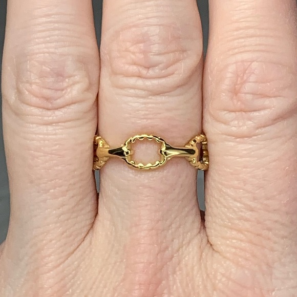 18K Gold Plated Titanium Steel Chain Link Ring - Picture 4 of 5